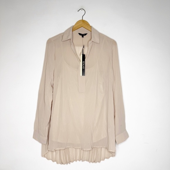 Renuar Split Neck 2-in-1 Shirt Size Large Bone Color NWT - Picture 1 of 7